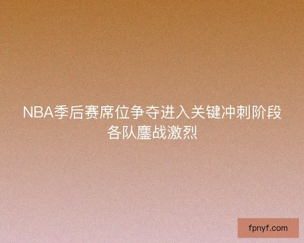 NBA季后赛席位争夺进入关键冲刺阶段各队鏖战激烈